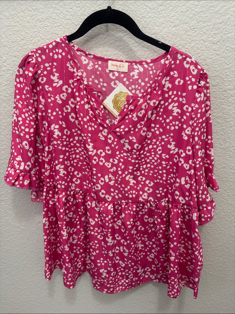Hailey & Co. Pink Printed Peplum Tunic